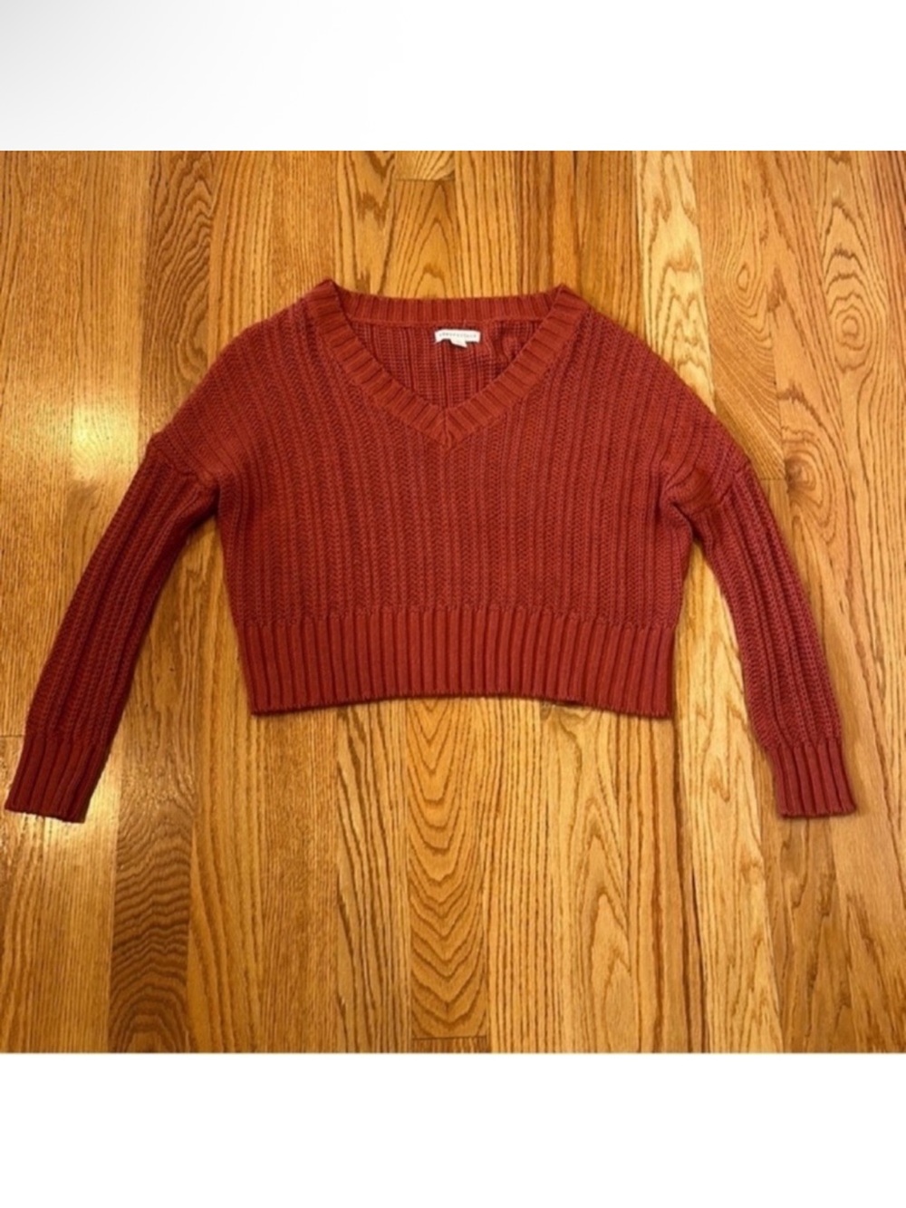 Like New Aeropostale V Neck Sweater- Orange, Size Small